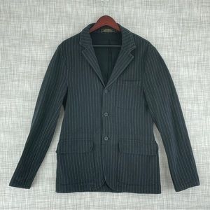 Ralph Lauren & Co. Clothiers Mens M Black Chalk Line Cotton Blazer Jacket 1024